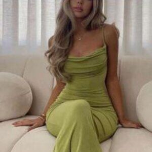 Stunning Vibrant Lime Green/Chartreuse Maxi Dress-Size L